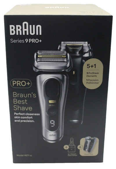 Braun Haar- und Bartschneider Series 9 Pro+ 9577cc Premium Herrenrasierer, mit Ladeetui sowie Reinigungs- und Ladestation, Wasserdicht, Wet & Dry, 4+1 Scherkopf