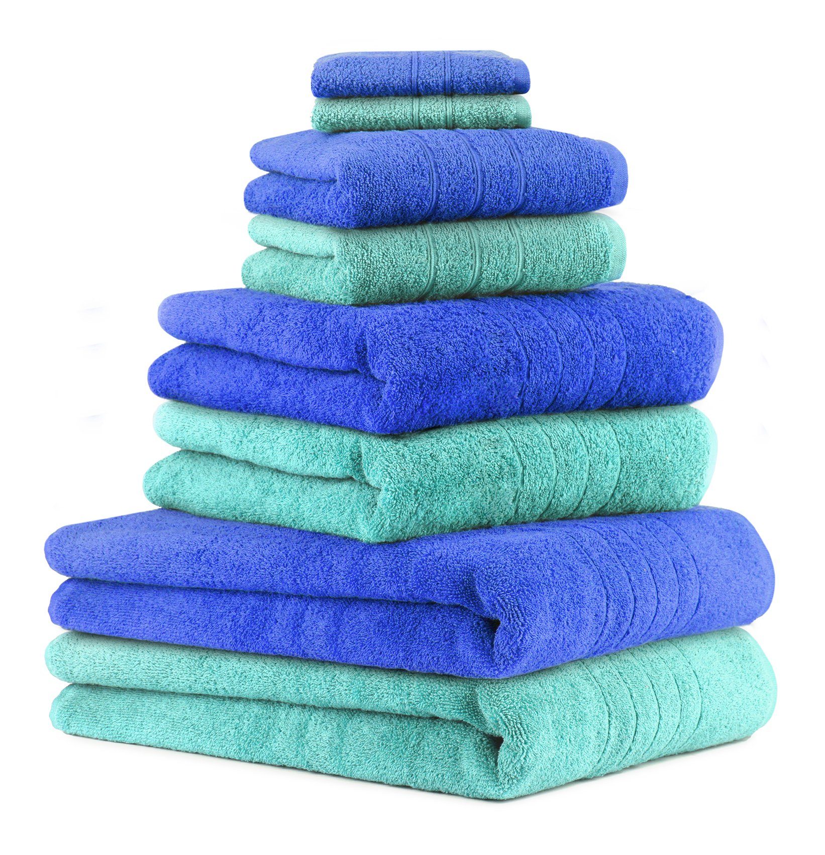 Betz Handtuch Set 8-TLG. Handtuch-Set Deluxe Farbe türkis und blau, 100% Baumwolle (8-St)
