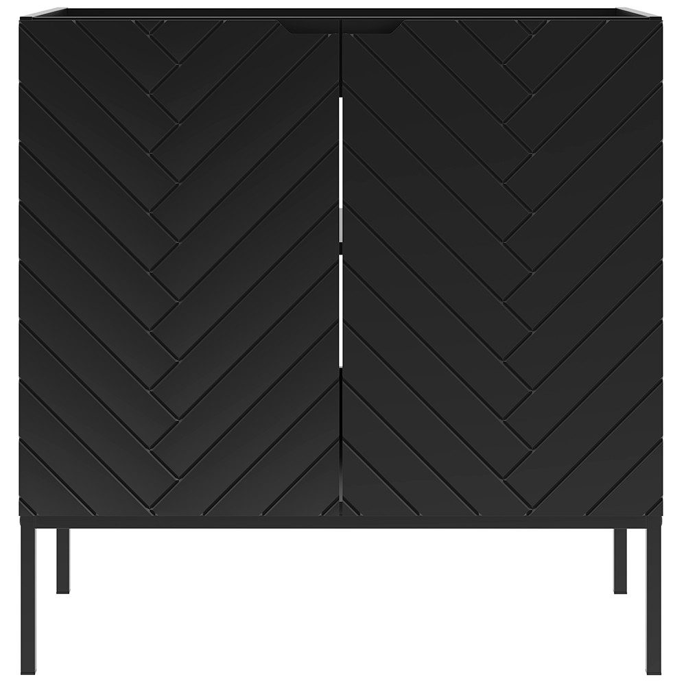 Lomadox Waschbeckenschrank ANGERA-140 Waschtischunterschrank Badezimmerschrank 80 cm breit modern schwarz