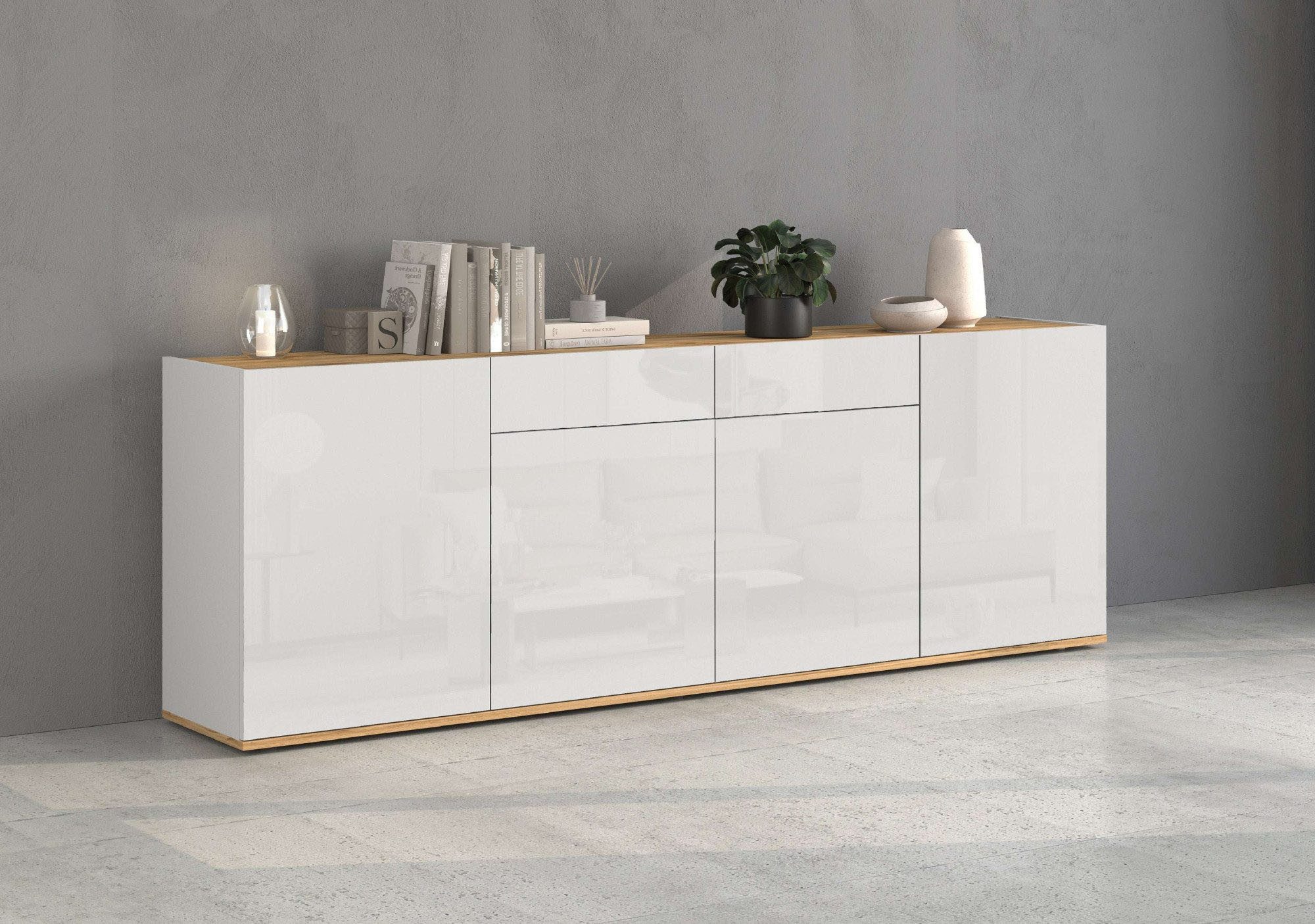 INOSIGN Sideboard GARDA Sideboard,Kommode, Schrank, Kredenz Grifflos mit Push to Open (1 St), 4 Türen, 2 Выдвижные ящики, grifflos Breite 200 cm