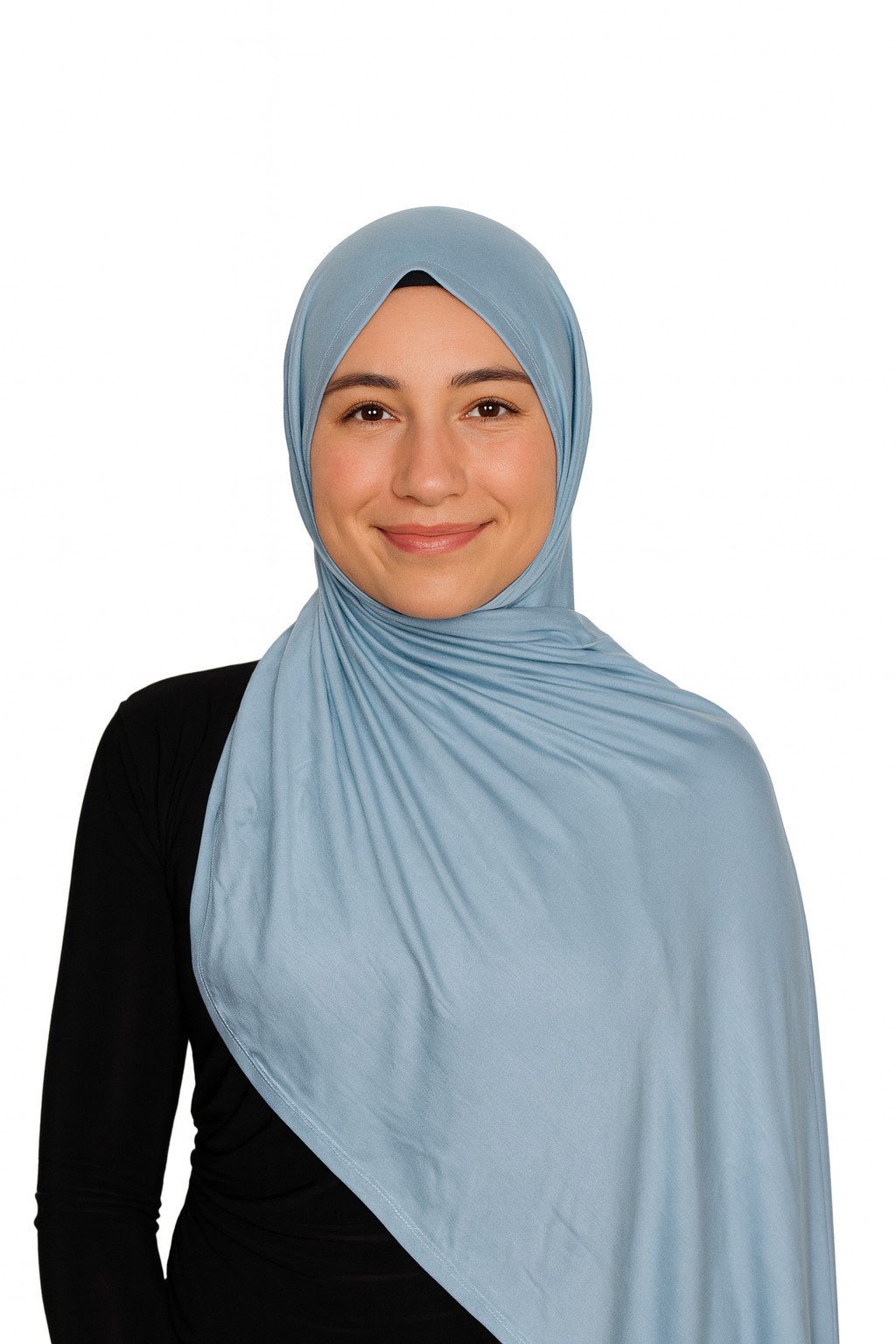 Aymasal Hijab Easy Jersey Hijab to-go Kopftuch Schal Himmelblau Extra lang 180x70