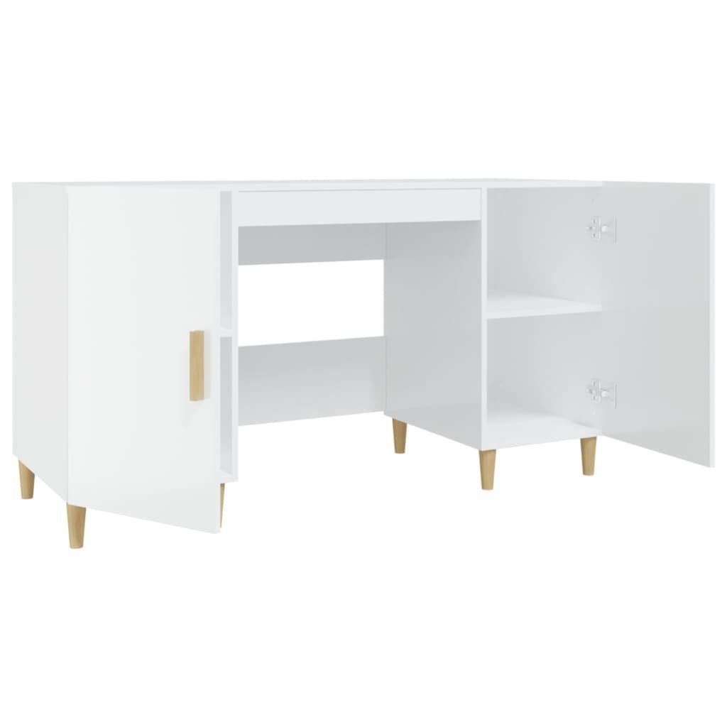furnicato Schreibtisch Holzwerkstoff cm 140x50x75 Hochglanz-Weiß
