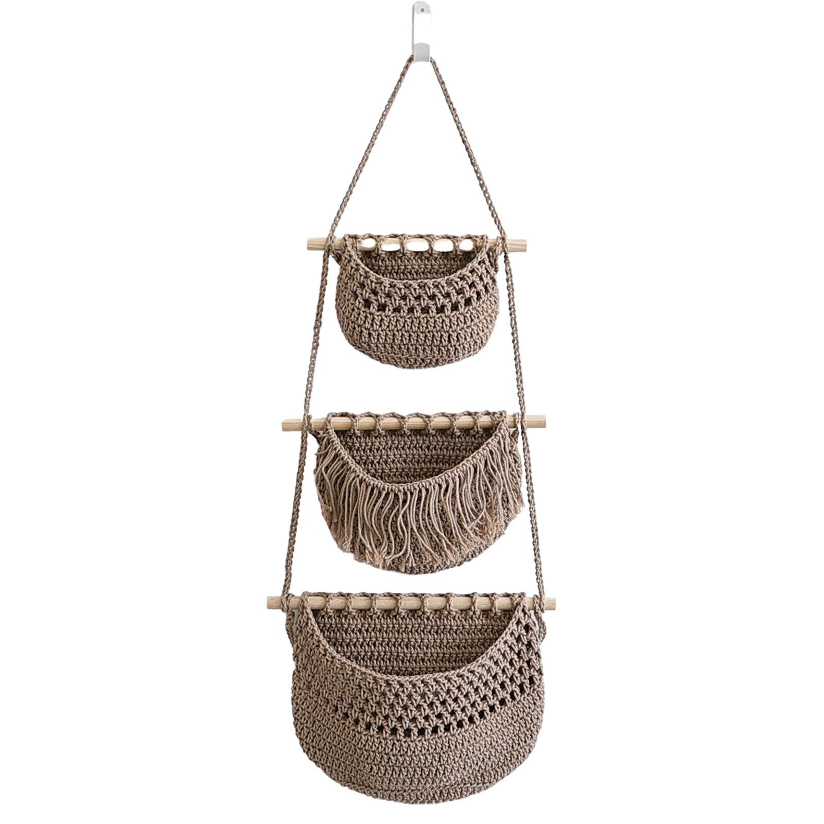 Jumpeak Hängeaufbewahrung Obstkorb Hängend 3 Etagen,Hängekörbe,Wandhängetas günstig online kaufen