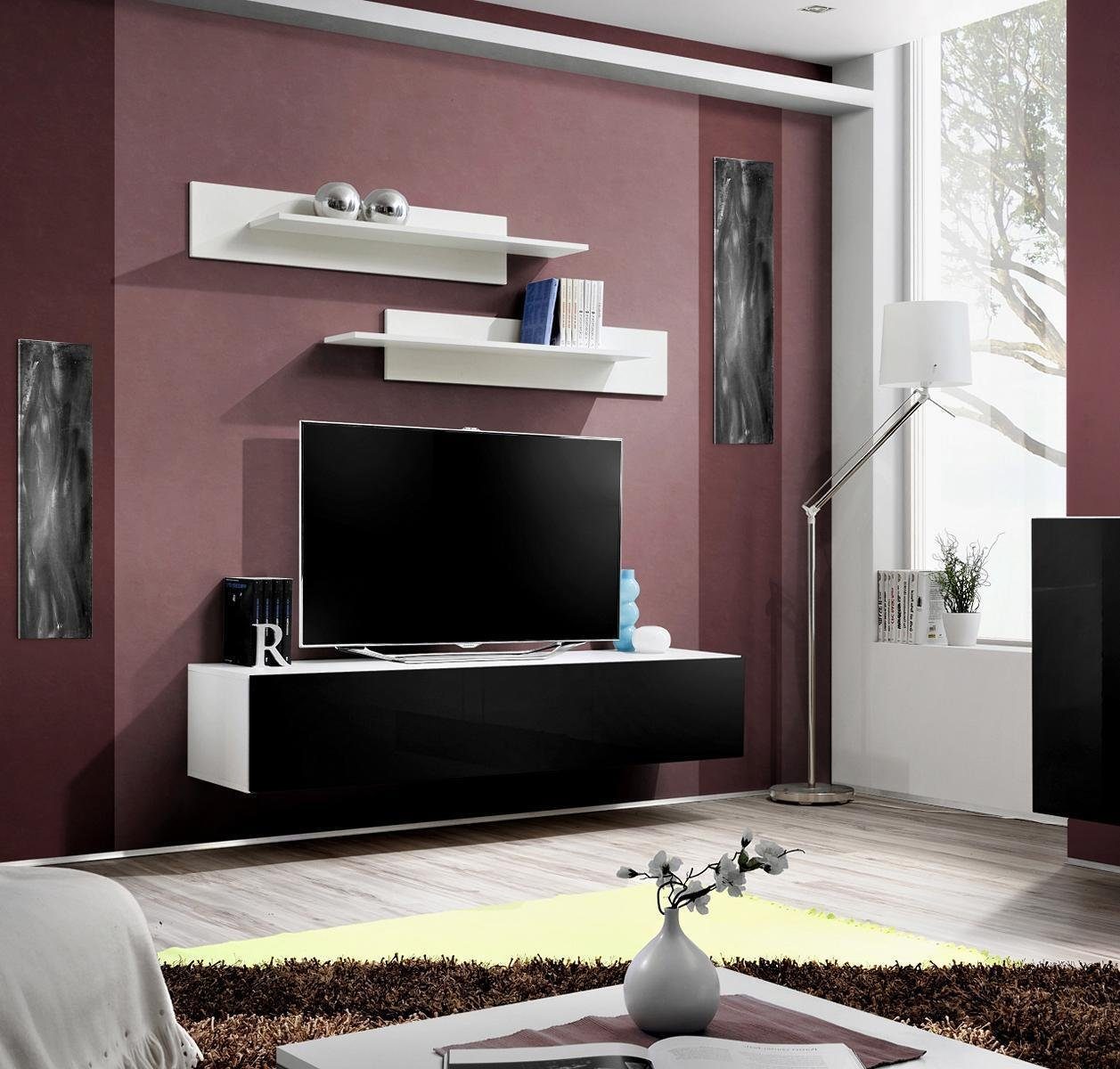 JVmoebel Wohnwand Wohnzimmermöbel Wandregale Luxus TV Ständer Lowboard Möbel Design, (2-St), Made in Europa