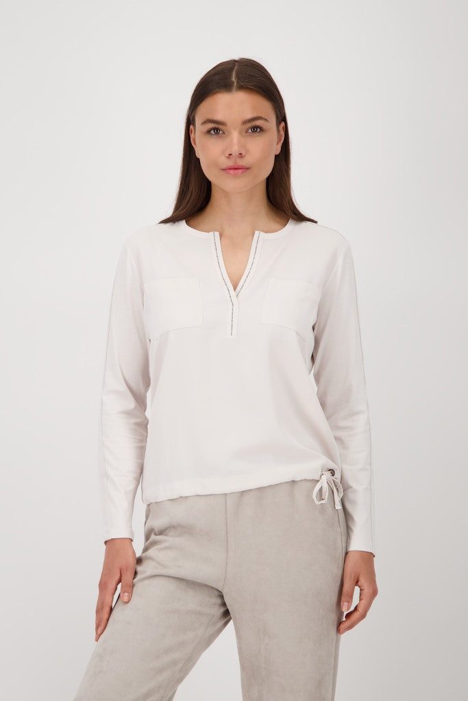 Monari T-Shirt Satinbluse mit Strassdetails & Tunnelzug günstig online kaufen