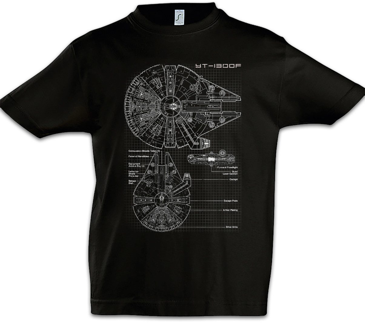 Print-Shirt Falcon Blueprint Kinder T-Shirt Star Han Falke Rebel Millenium
