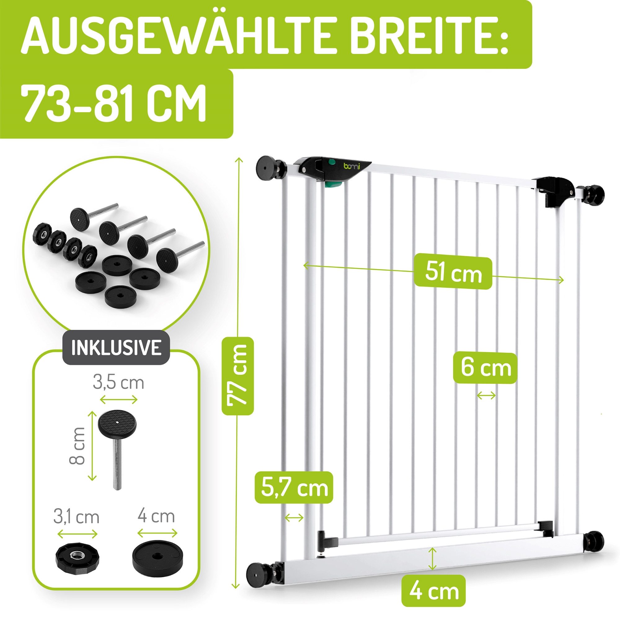 BOMI Türschutzgitter Kinderschutzgitter ohne Bohren Mira 63-251 cm, Treppen günstig online kaufen