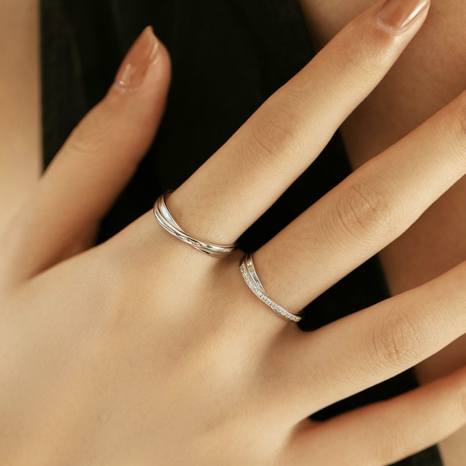 KARMA Ring-Set Damenring Silber 925 Zirkonia Fingerring 2 Stk. Damenschmuck günstig online kaufen