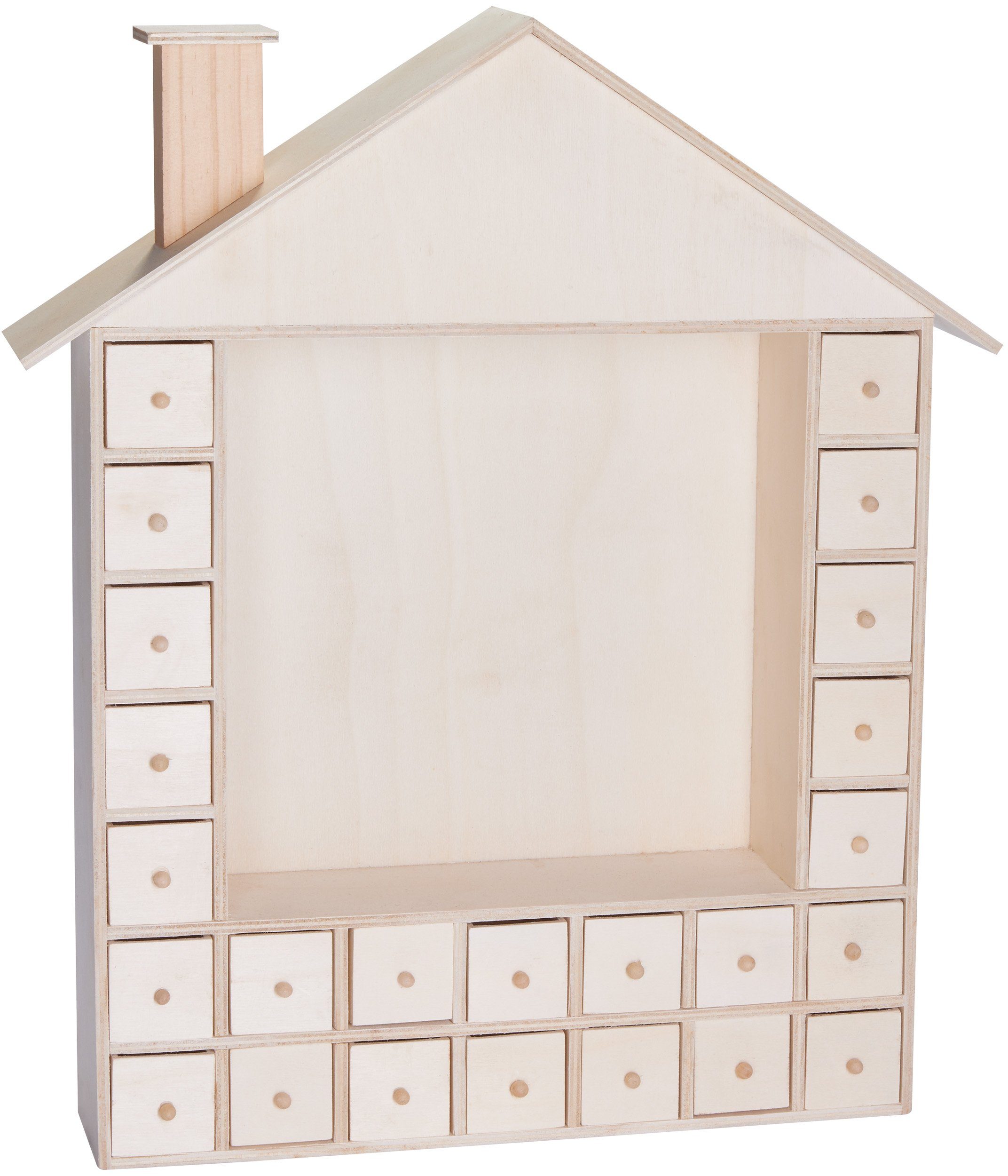 BRUBAKER Kalender zum Selbstbasteln DIY Adventskalender zum Bemalen und Befüllen, Blanko Weihnachtskalender, 40,3 cm Weihnachtshaus zum Selbstgestalten