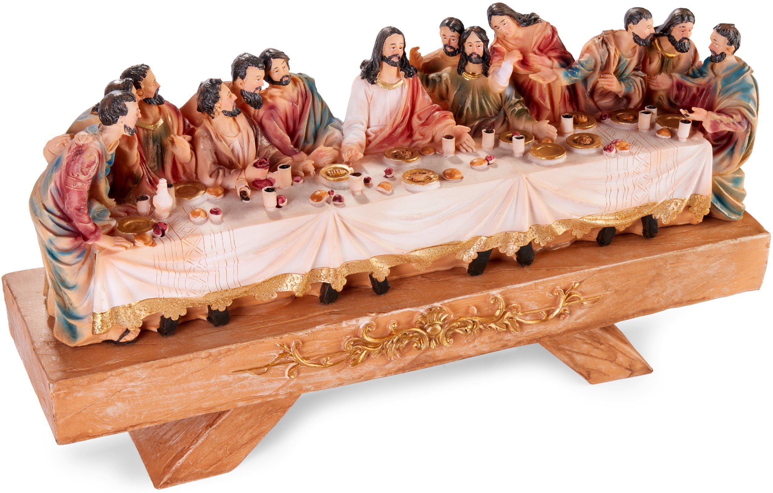 Figuren Weihnachtsdeko seine letzte XL Das Tischdekoration 40 Weihnachtsfigur Tisch, 1 mit und Abendmahlszene Polyresin (Jesus 12 - handbemalten cm - am Jünger aus Weihnachtsfigur St), BRUBAKER Abendmahl