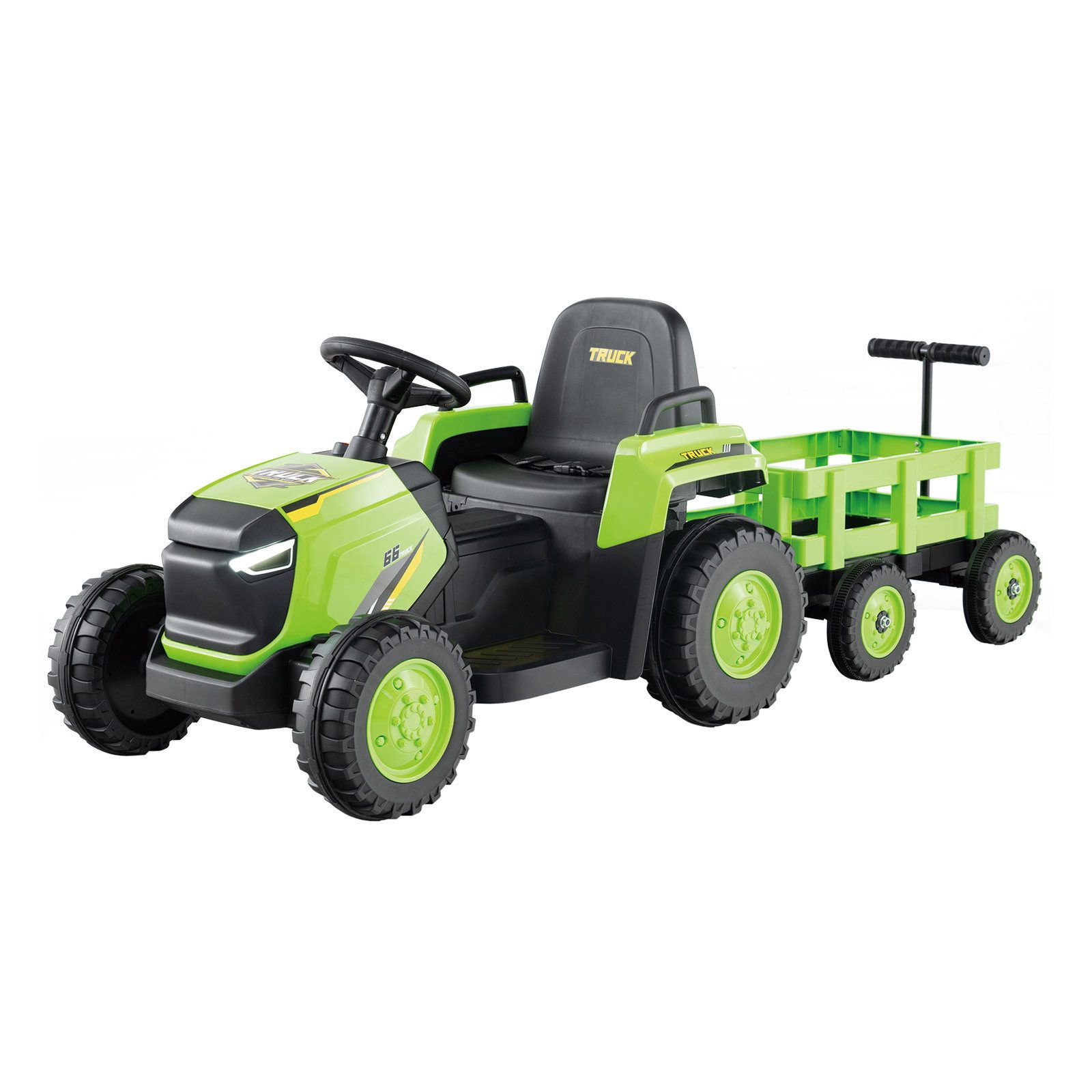 COSTWAY Elektro-Kinderauto, Belastbarkeit 30 kg, (1-tlg), Elektrofahrzeug, Kinder Rutsch-Traktor, mit abnehmbarem Anhänger