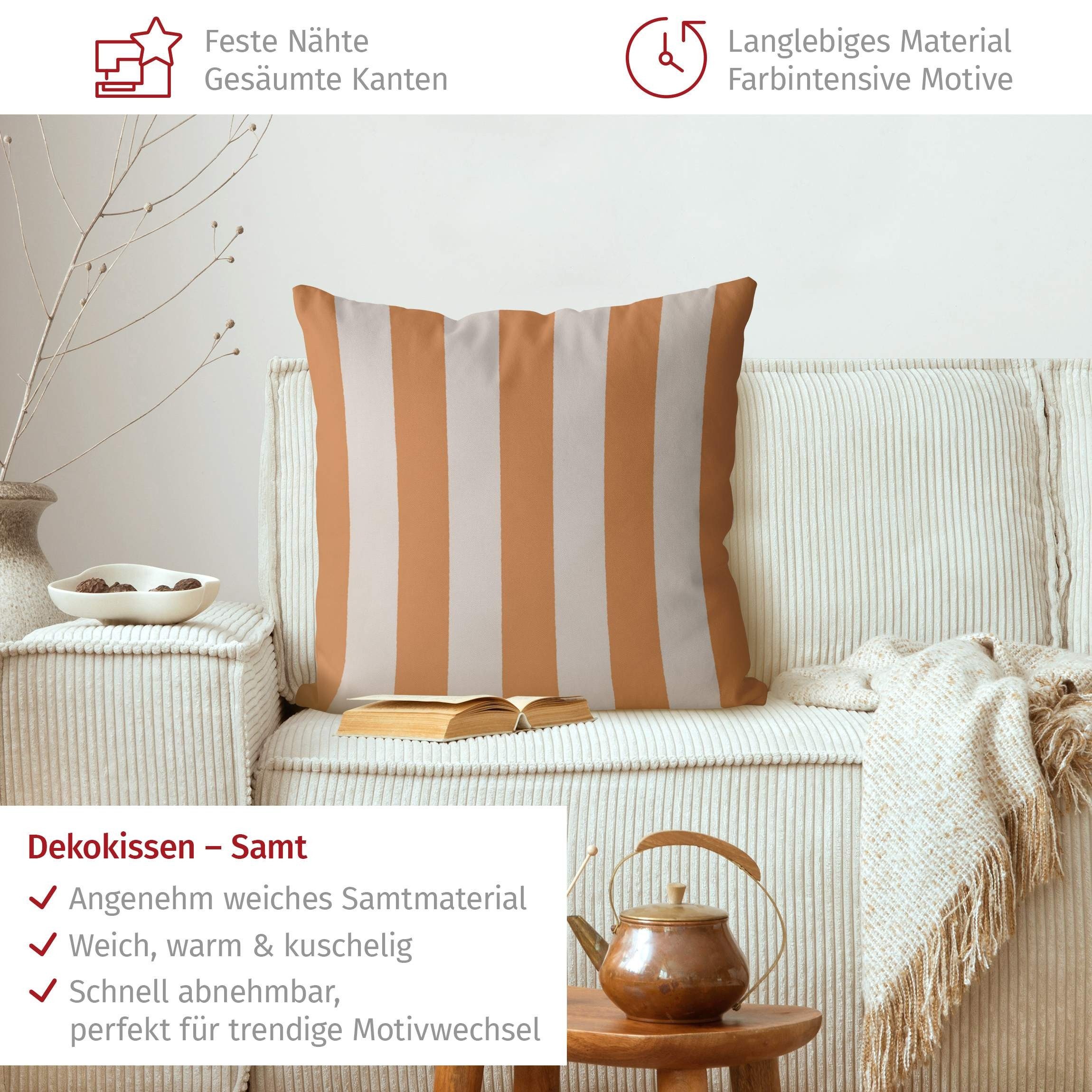 Bilderdepot24 Dekokissen drinnen Kissenhülle/ Sofakissen/ Zierkissen orange Muster Abstrakt, Bezug mit / ohne Füllung Zierkissen Outdoor Sofa Bett
