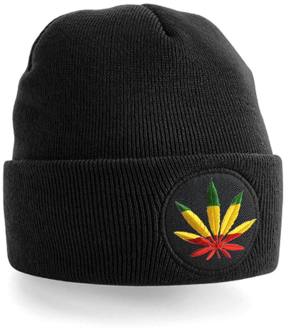 Blondie & Brownie Beanie Unisex Erwachsenen Mütze Beanie Cannabis Reggae Jamaica Gras Schwarz | Beanies