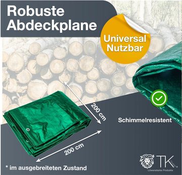 PlaneEasy.® Schutzplane Abdeckplane 2x2m wasserdicht - 200 g/m² - Plane - Gewebeplane mit Ösen (Abdeckplane mit Ösen), mit Ösen / mit zusätzlicher Eckverstärkung