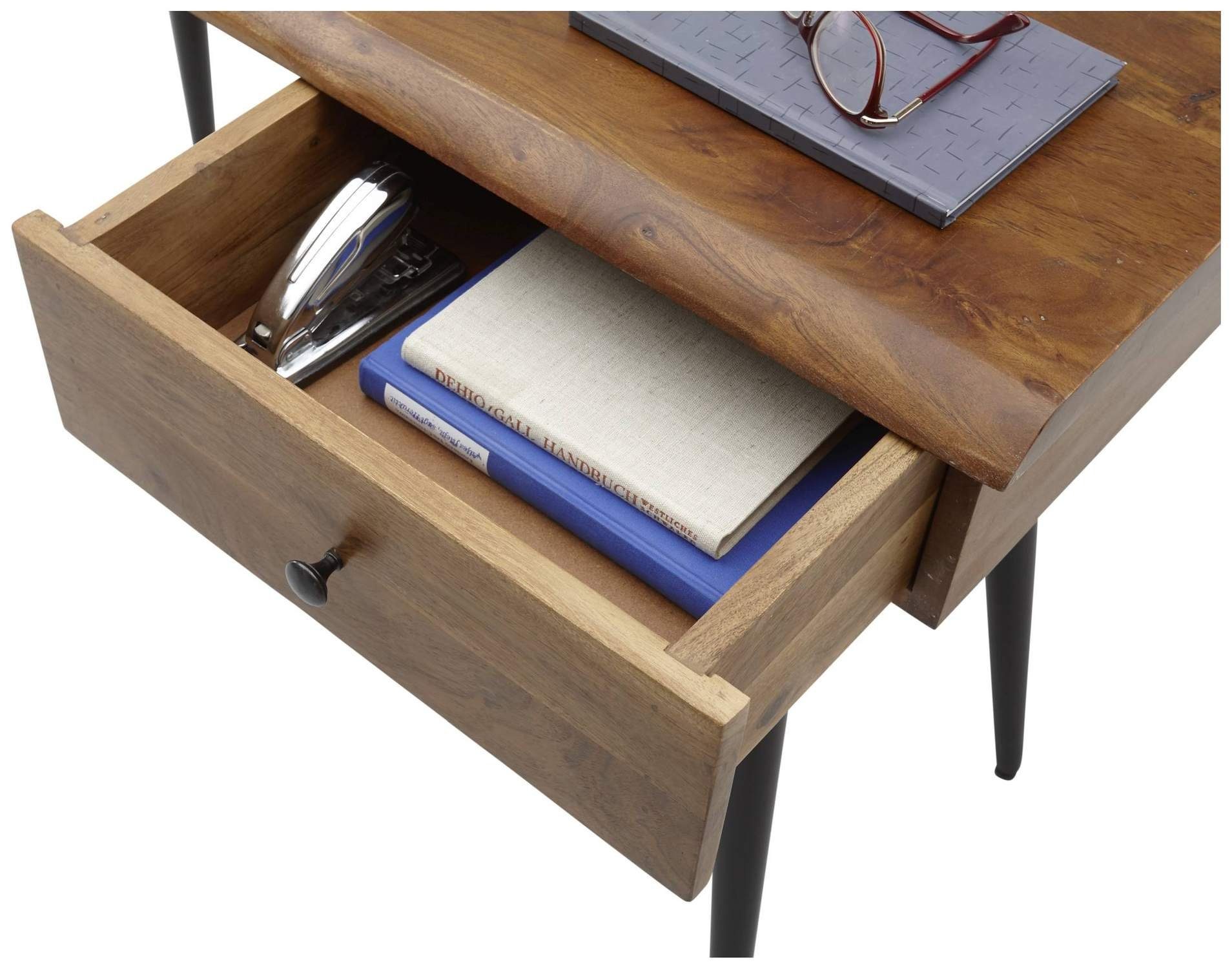 massiv Schreibtisch / Bega mit 1 Schreibtisch schwarz Schublade NIKO Consult Akazie Metall