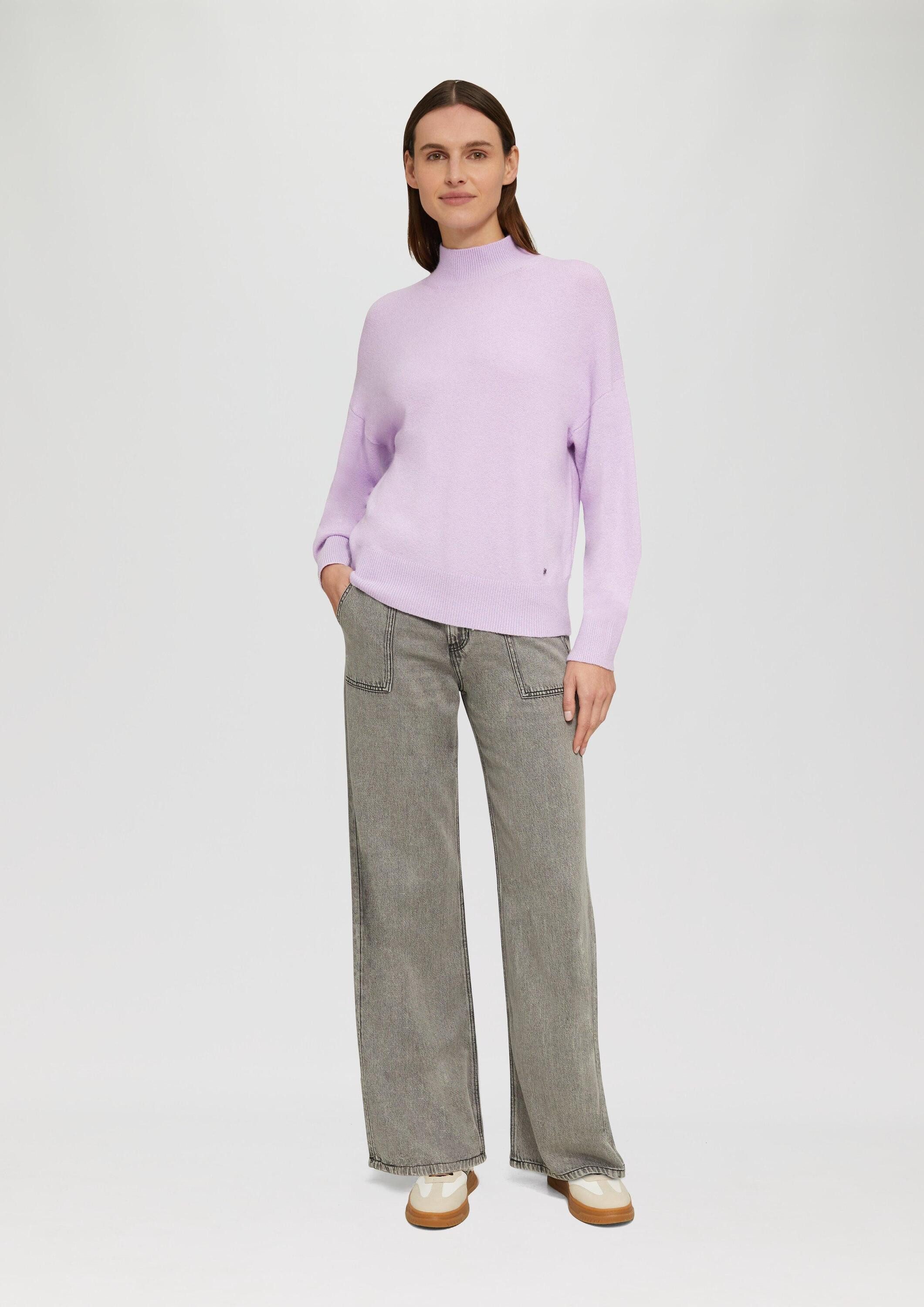 s.Oliver Longpullover Strickpullover Strickpullover im Relaxed Fit mit Stehkragen