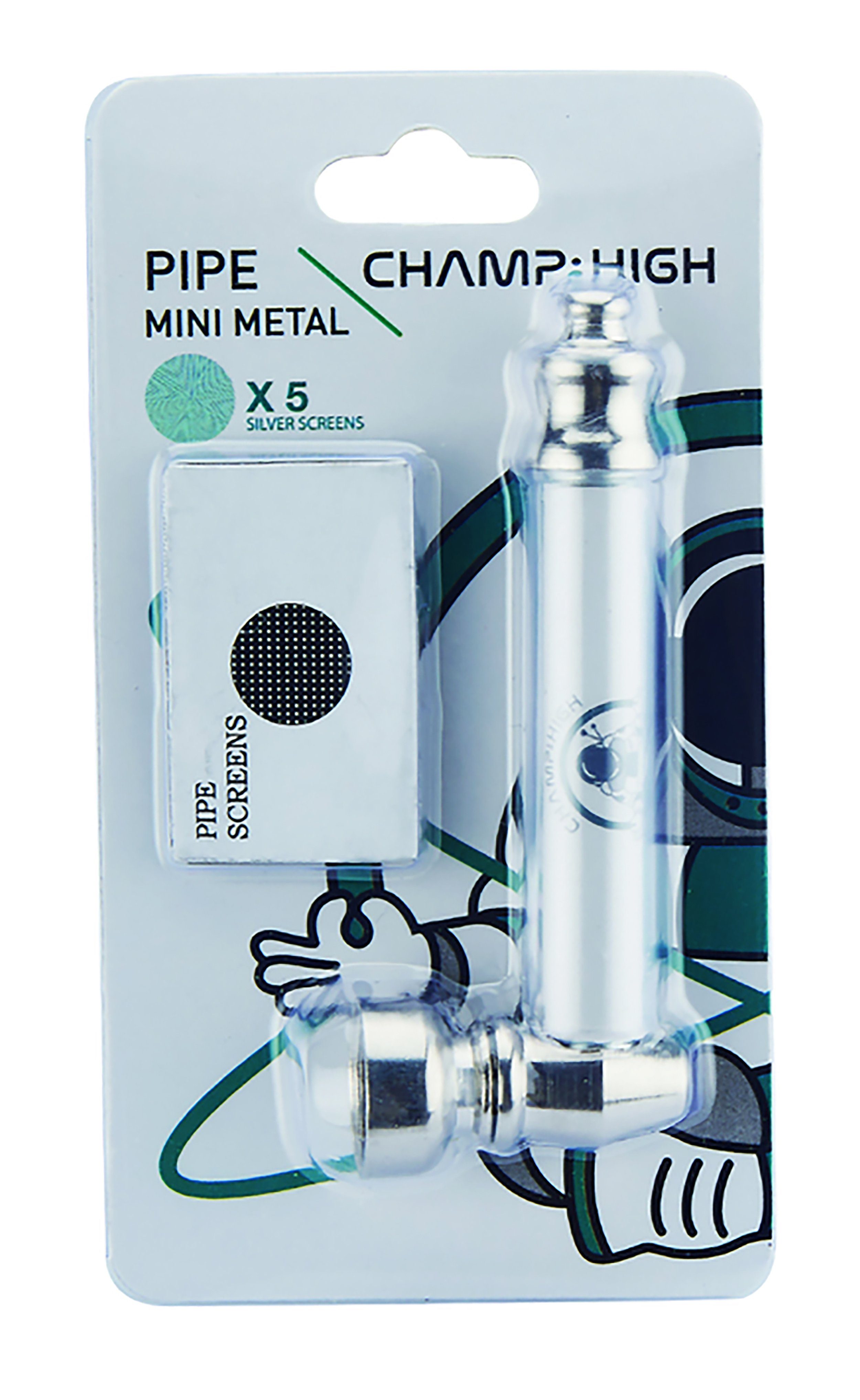 CHAMP HIGH Handpfeife MINI PFEIFE Metall 8,5cm lang mit 5 Sieben Tabakpfeife Pipe 54 (Weiss), Tabak