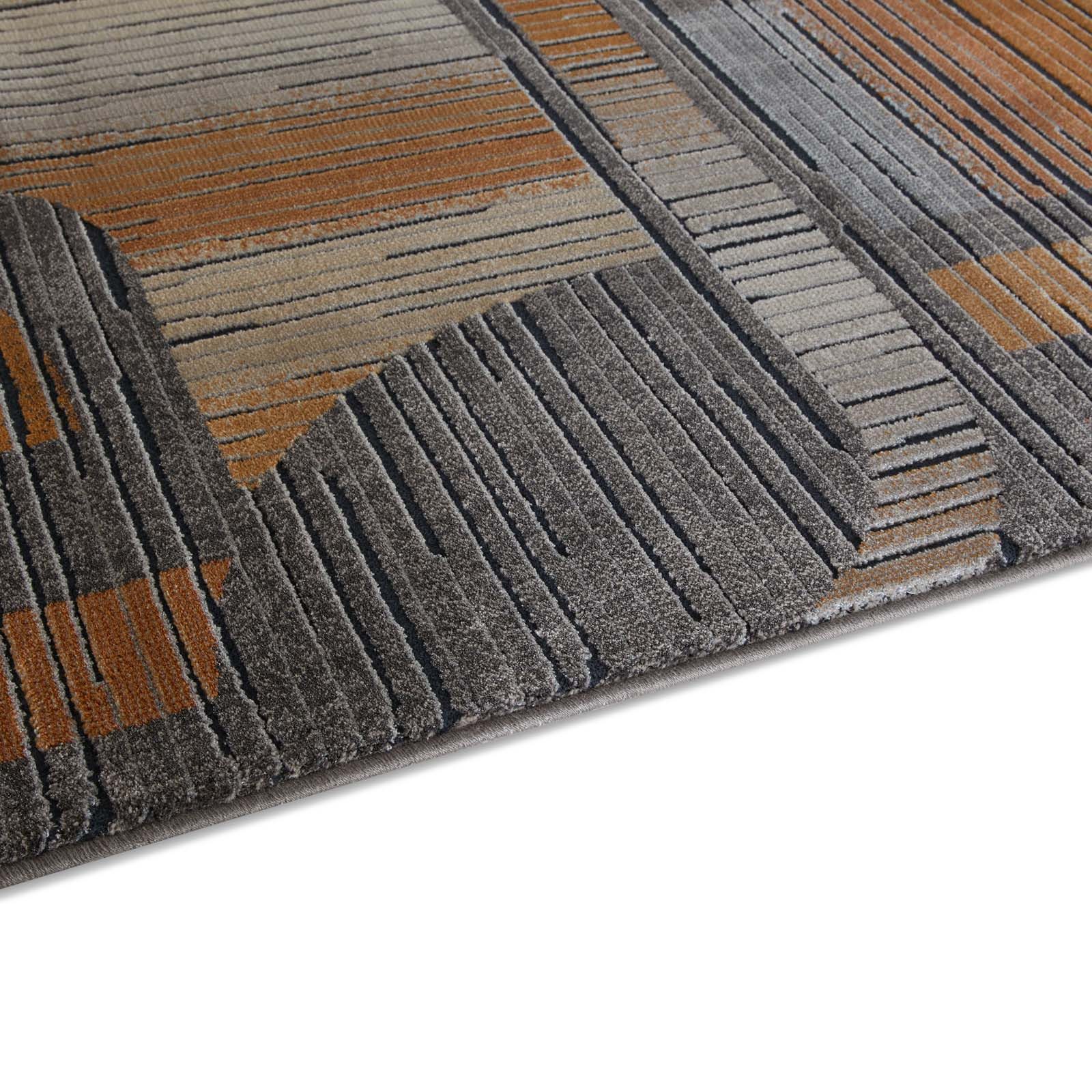 TaraCarpet Teppich Tara Carpet Futuro 70ten, rechteckig, Höhe: 14 mm, Retro Teppich in anthrazit und orange elegant hoch tief 3D 240x330