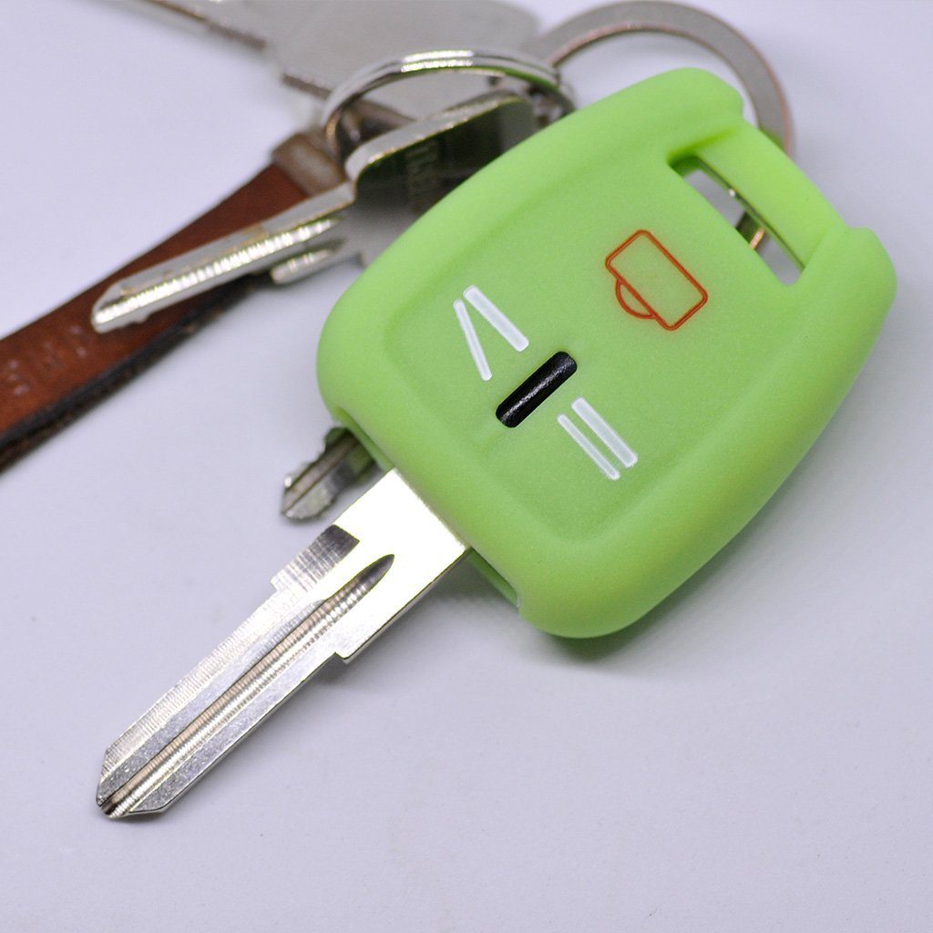 mt-key Schlüsseltasche Autoschlüssel Softcase Silikon Schutzhülle fluoreszierend Grün, für OPEL Signum Vectra C Vauxhall 3 Tasten Funk Fernbedienung | Schlüsseltaschen
