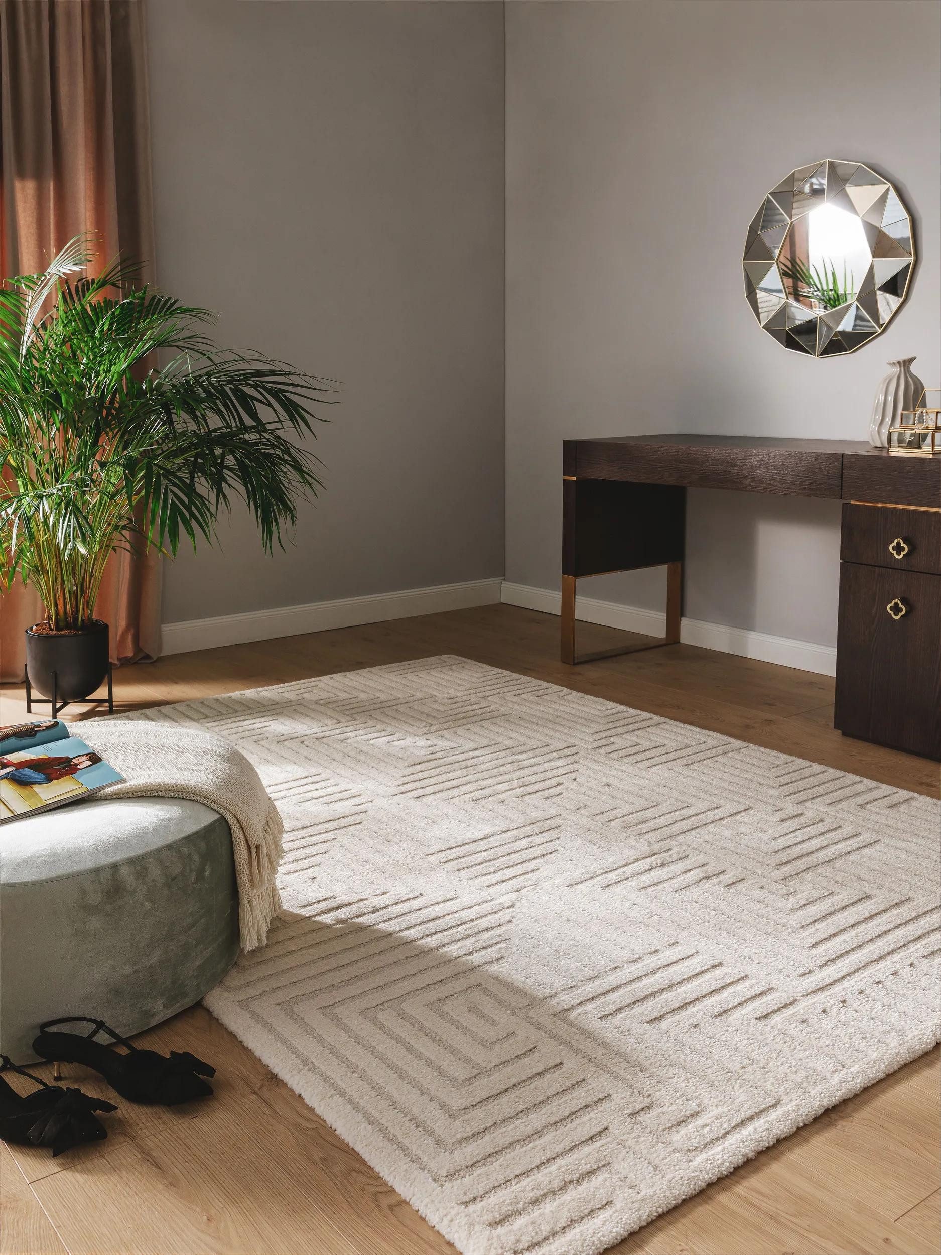 benuta Teppich Eve, rechteckig, Höhe: 11 mm, Teppich Wohnzimmer, Schlafzimmer, Esszimmer, Flur, Kunstfaser, Cozy
