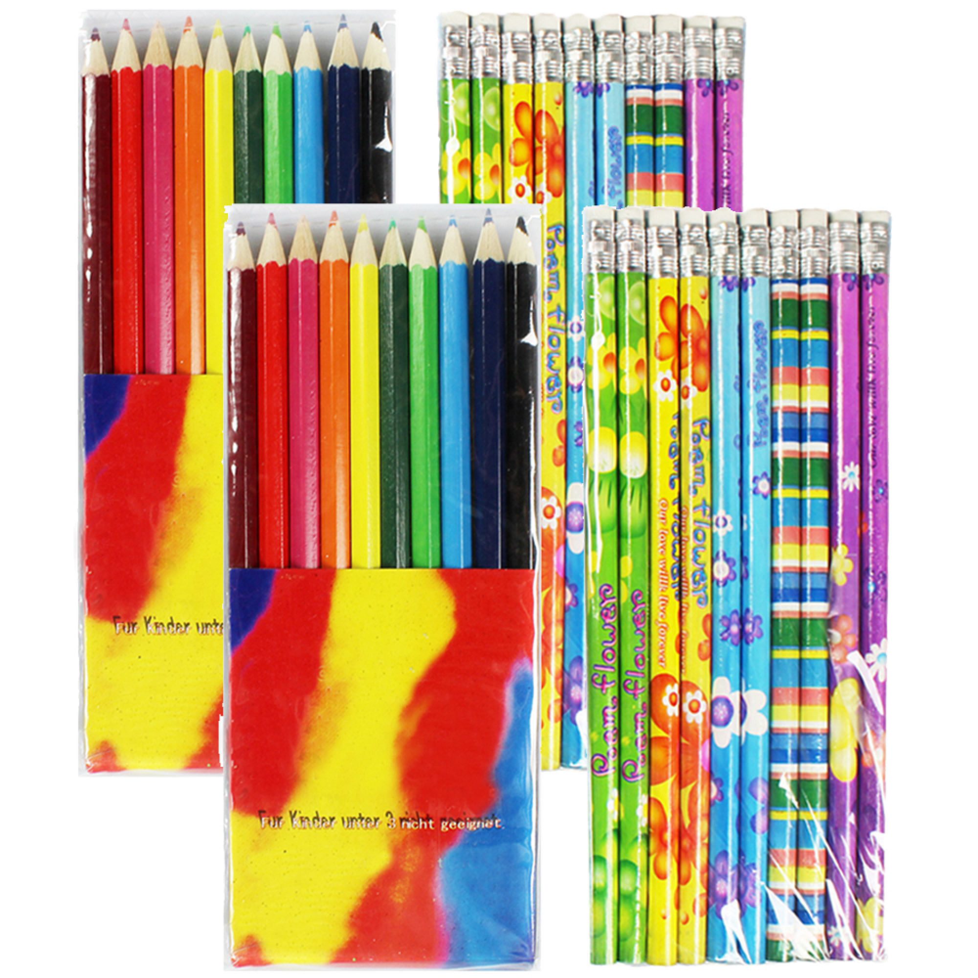 com-four Malstift Malstifte Set, Schreibwaren mit Buntstiften und Bleistiften, (40-tlg), Malzubehör und Zauberstifte für Kinder
