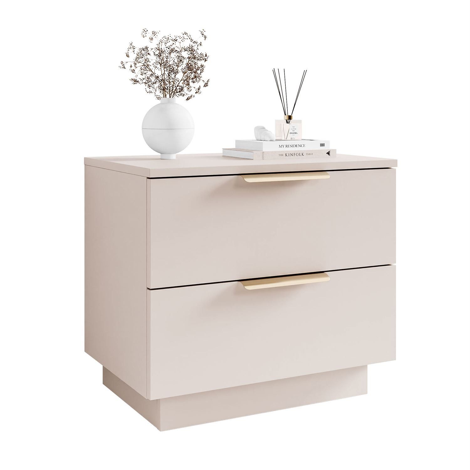 Lookway Nachttisch LINA 2S Kaschmir mit Schubladen und LED-Beleuchtung (1x günstig online kaufen