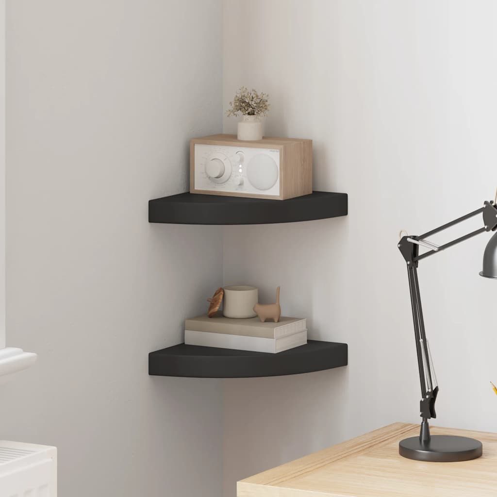 furnicato Wandregal 2er Set Eck-25x25x3,8 cm Schwarz aus Waben-MDF und Meta günstig online kaufen
