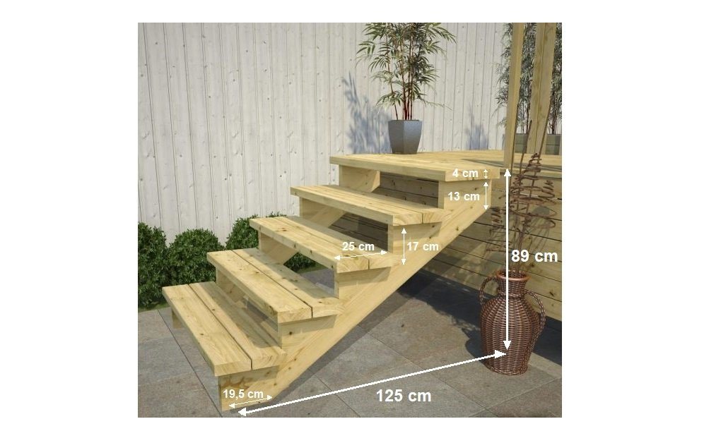 Thumbnail - Gartenwelt Riegelsberger Außentreppe Terrassentreppe Breite 95 cm Treppe Kiefer kesseldruckimprägniert