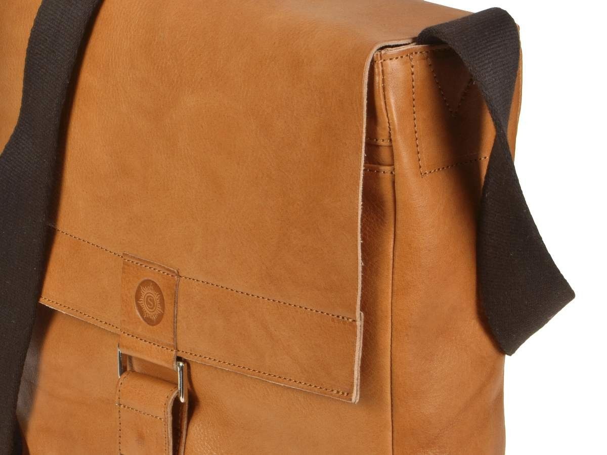 Sonnenleder Messenger GranadaG, Umhängetasche süddeutsches naturbraun Bag, Rindleder Ledertasche,