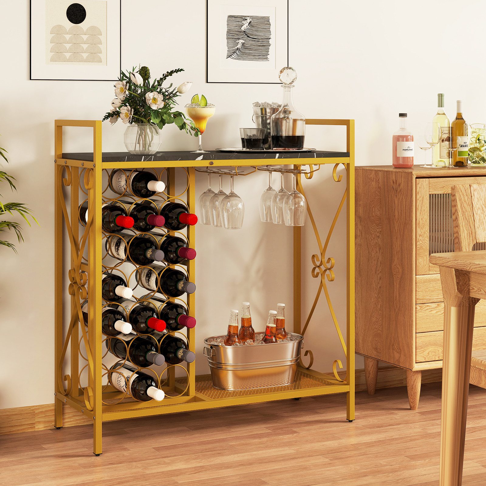 COSTWAY Weinregal, 21 Flaschen, stehend, mit günstig online kaufen