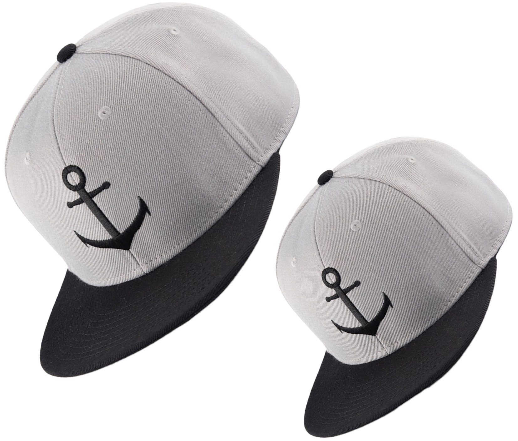 Bexxwell Snapback Cap 2er-Set Partnerlook für Klein und Groß mit Anker-Stickerei (2er Set (1x Erwachsene, 1x Kind)