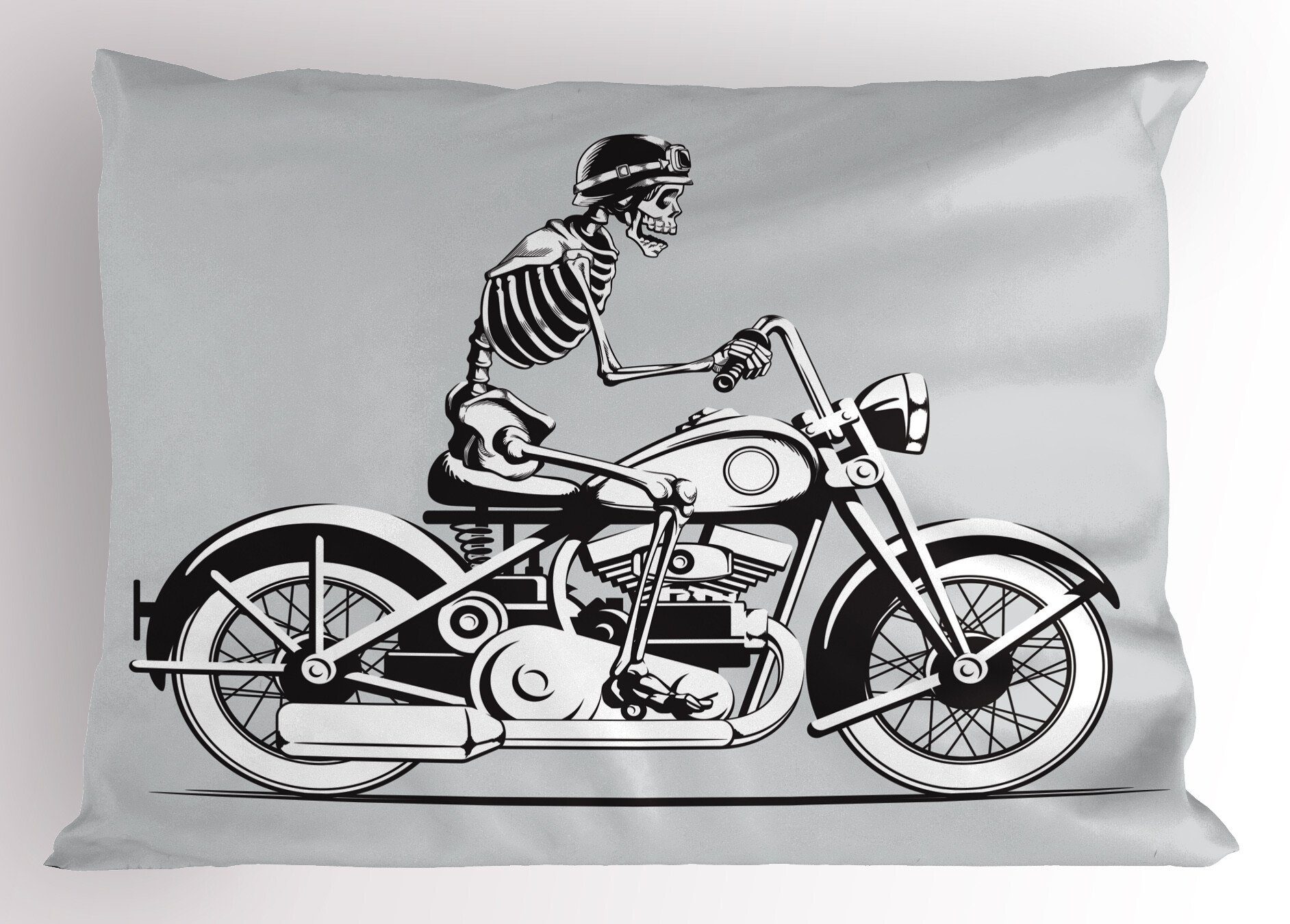 Skelett (1 Size Kopfkissenbezug, Abakuhaus Dekorativer Motorradfahrer Queen Halloween Kissenbezüge Stück), Gedruckter