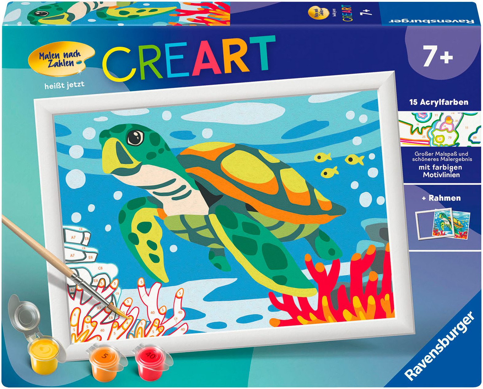 Ravensburger Malen nach Zahlen CreArt, Meeresschildkröte, Made in Europe