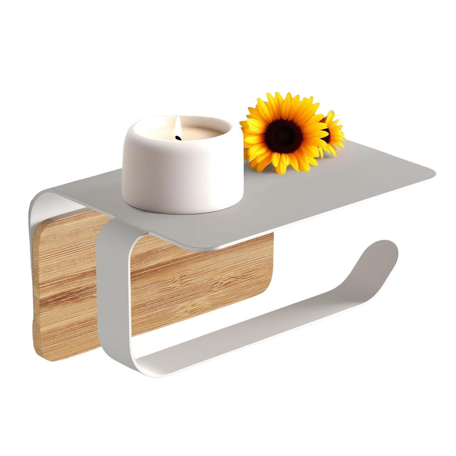 SEHAUSEU Toilettenpapierhalter mit Ablage, selbstklebend, ohne Bohren, weiß günstig online kaufen