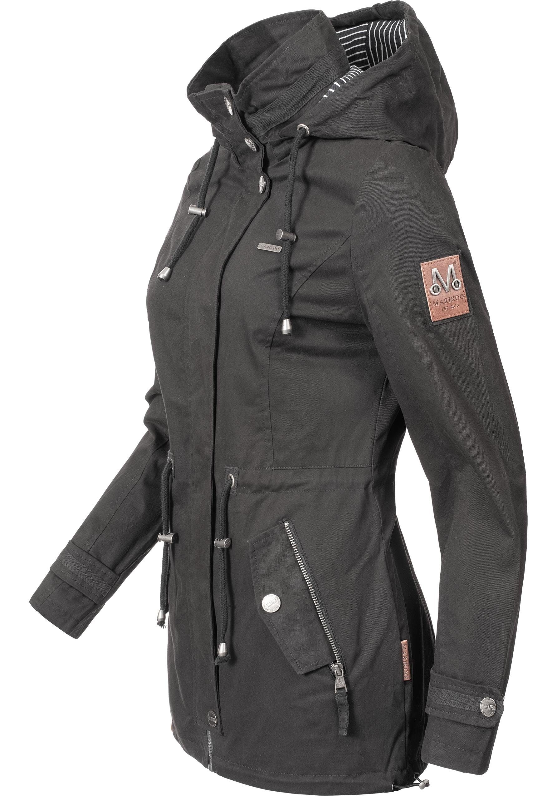 Marikoo Outdoorjacke Nyokoo modische Baumwoll Übergangsjacke mit großer Kapuze