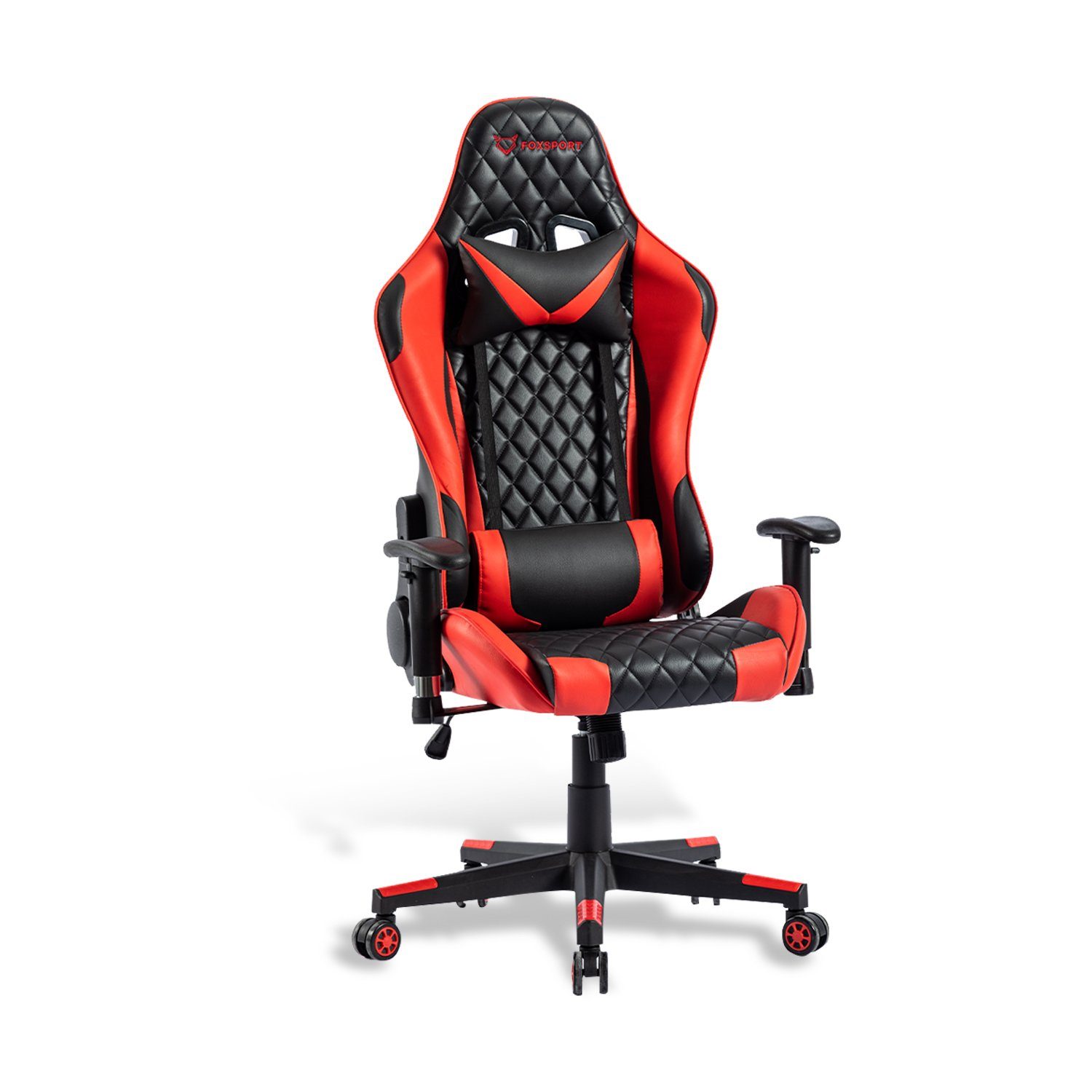 IKIDO Gaming-Stuhl Ergonomischer Spielestuhl (Professioneller Gamingstuhl), Verstellbare Rückenlehne, Ergonomischer Rahmen, Stoßdämpfendes Kissen rot