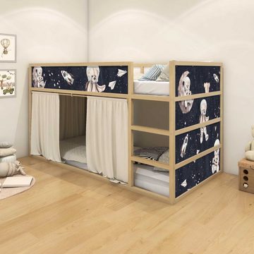 WANDKIND Wandtattoo Aufkleber für IKEA KURA Kinderbett Teddy Astronaut (Ohne Möbel) IKB501, wieder ablösbar