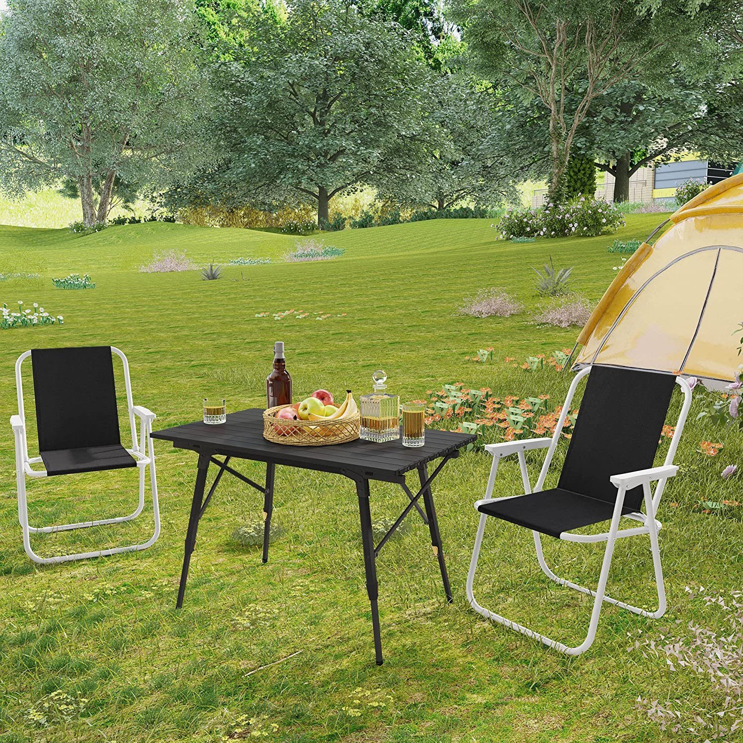 Woltu Campingstuhl (2 St), Angelstuhl Ultraleichter, mit Armlehnen, klappbar