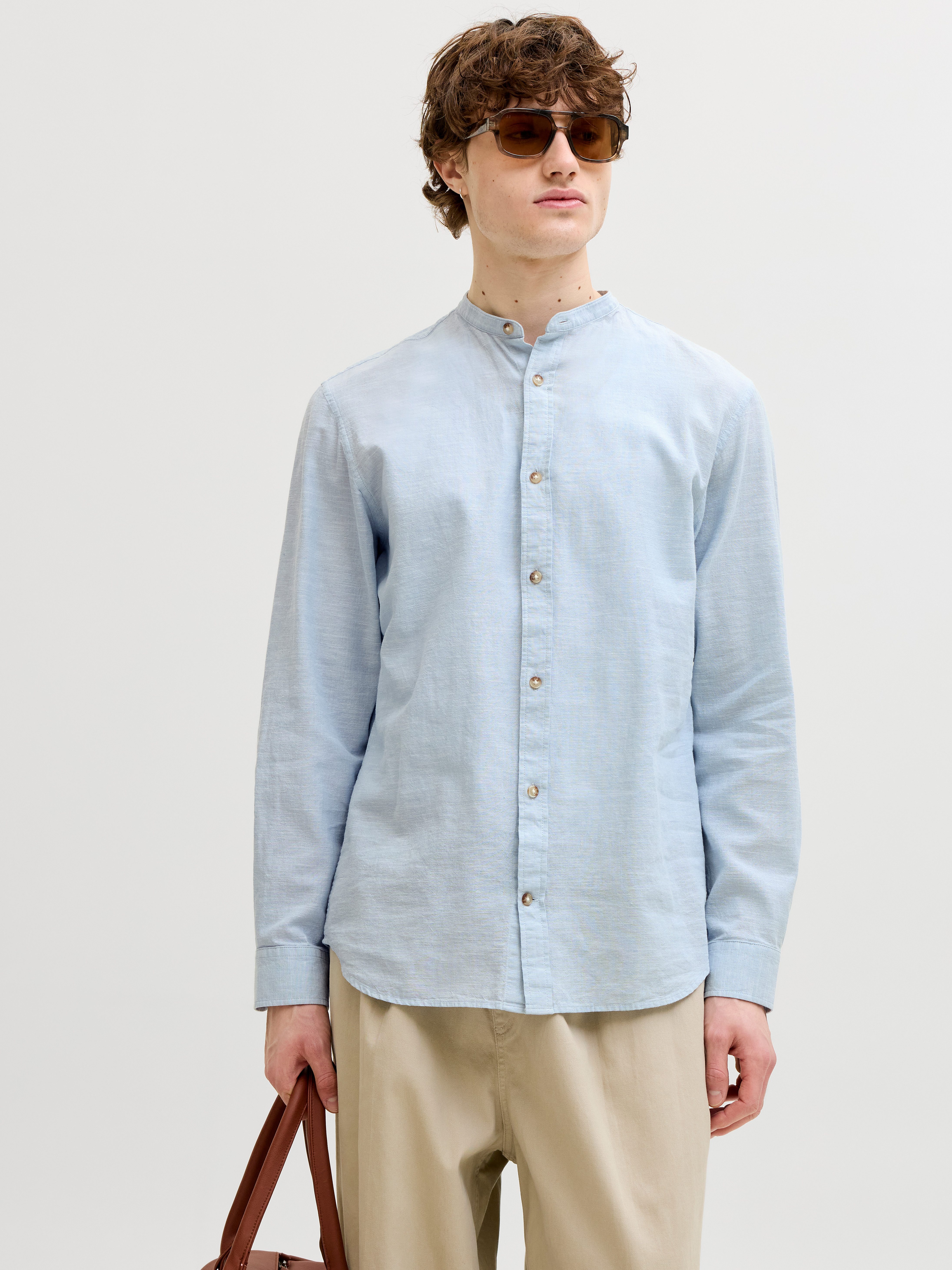 Jack & Jones Langarmhemd JJESUMMER LINEN BLEND BAND SHIRT L/S SN Baumwollmi günstig online kaufen
