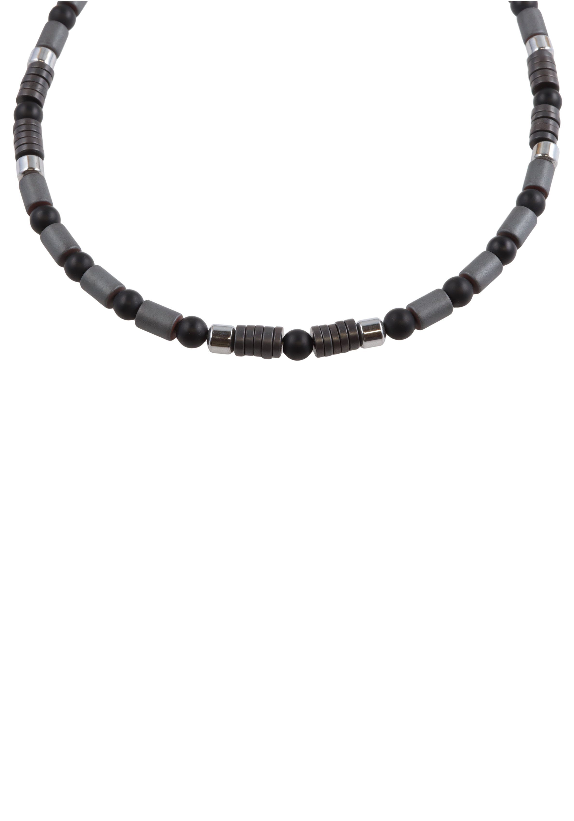 Firetti Collier Schmuck Geschenk Halsschmuck Halskette Steinkette Edelstein Hämatit, Made in Germany - mit Onyx, Hämatit