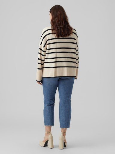 BLACK Birch Curve Vero GA ROLLNECK BLOUSE Stripes:W Moda LS CUR NOOS VMSABA Rollkragenpullover