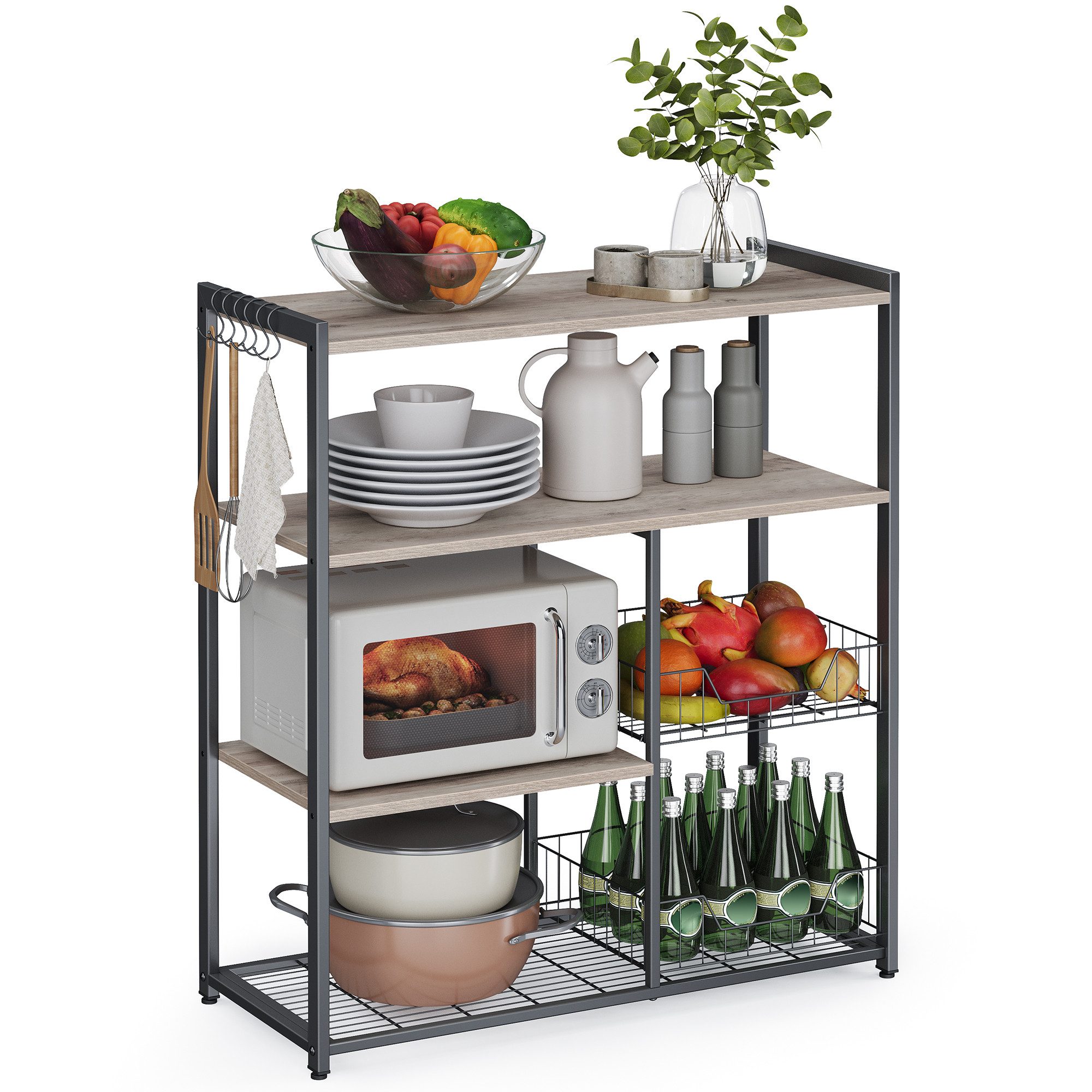 VASAGLE Küchenregal, Standregal mit 6 Haken, 35 x 80 x 95 cm (T x B x H) günstig online kaufen