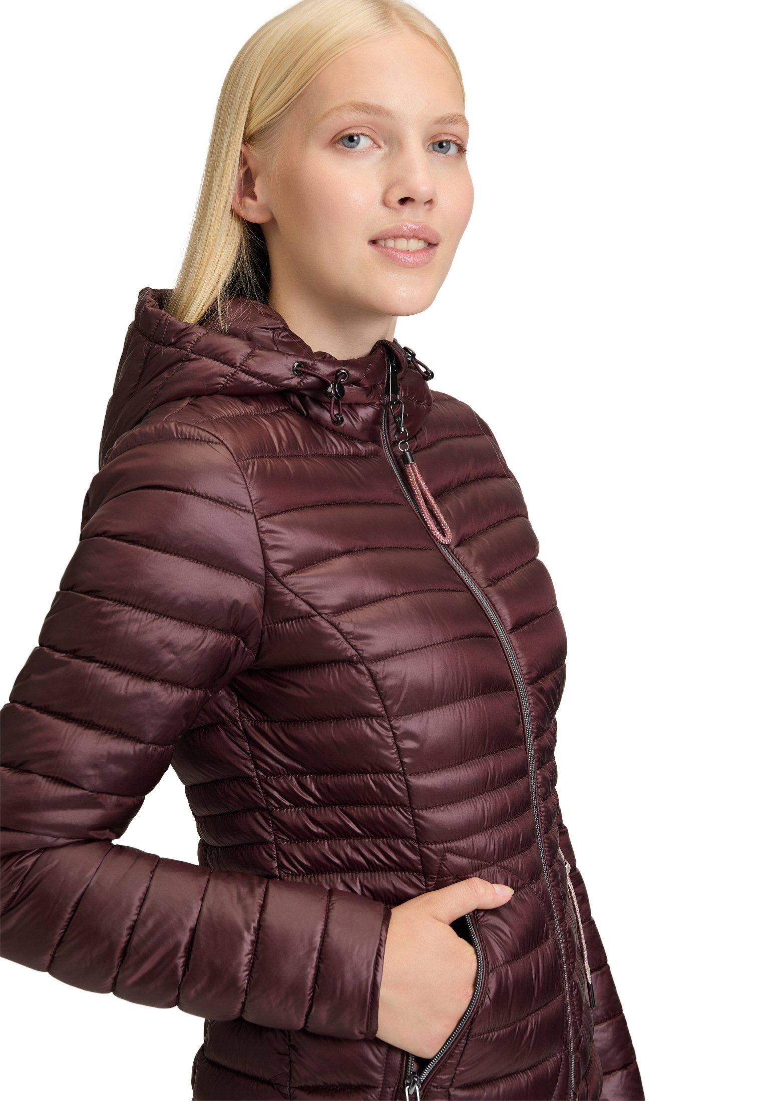 Cartoon Steppjacke Damen mit Reißverschlusstaschen