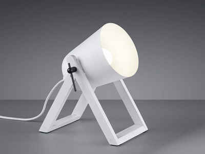meineWunschleuchte LED Nachttischlampe, Dimmfunktion, LED wechselbar, Warmweiß, kleine ausgefallen-e Metall Lampenschirm Weiß, dimmbar Höhe 21cm