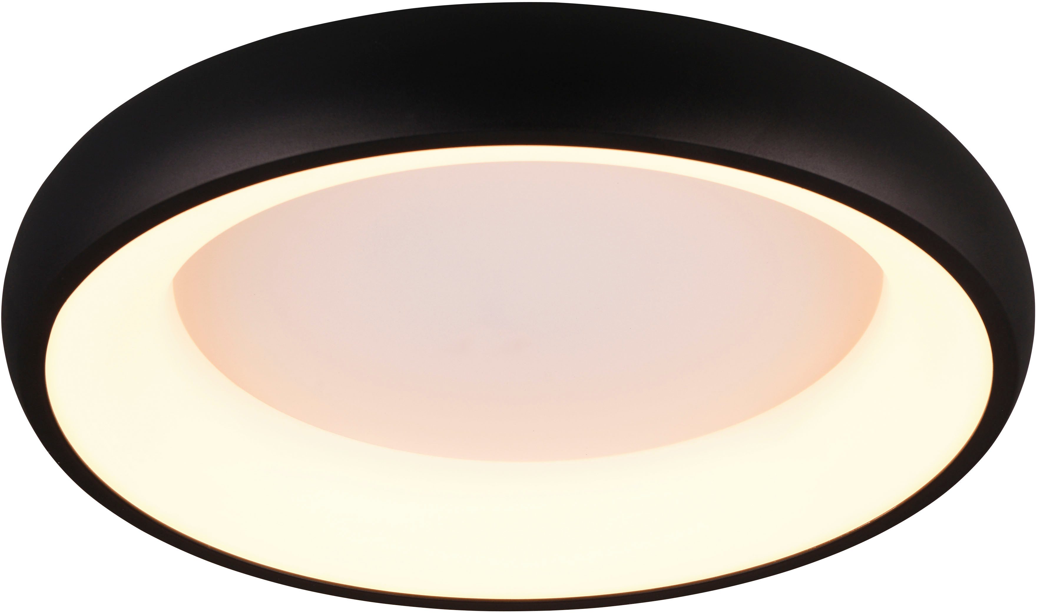 TRIO Leuchten LED Deckenleuchte CARDONA, runde LED Deckenlampe Büro, Ø 46cm, 3300 Lumen 29W, dimmbar, Dimmfunktion, LED fest integriert, warmweiß - kaltweiß, CCT - Lichtfarbe einstellbar 2300/3000/4000K, auch Wandmontage möglich