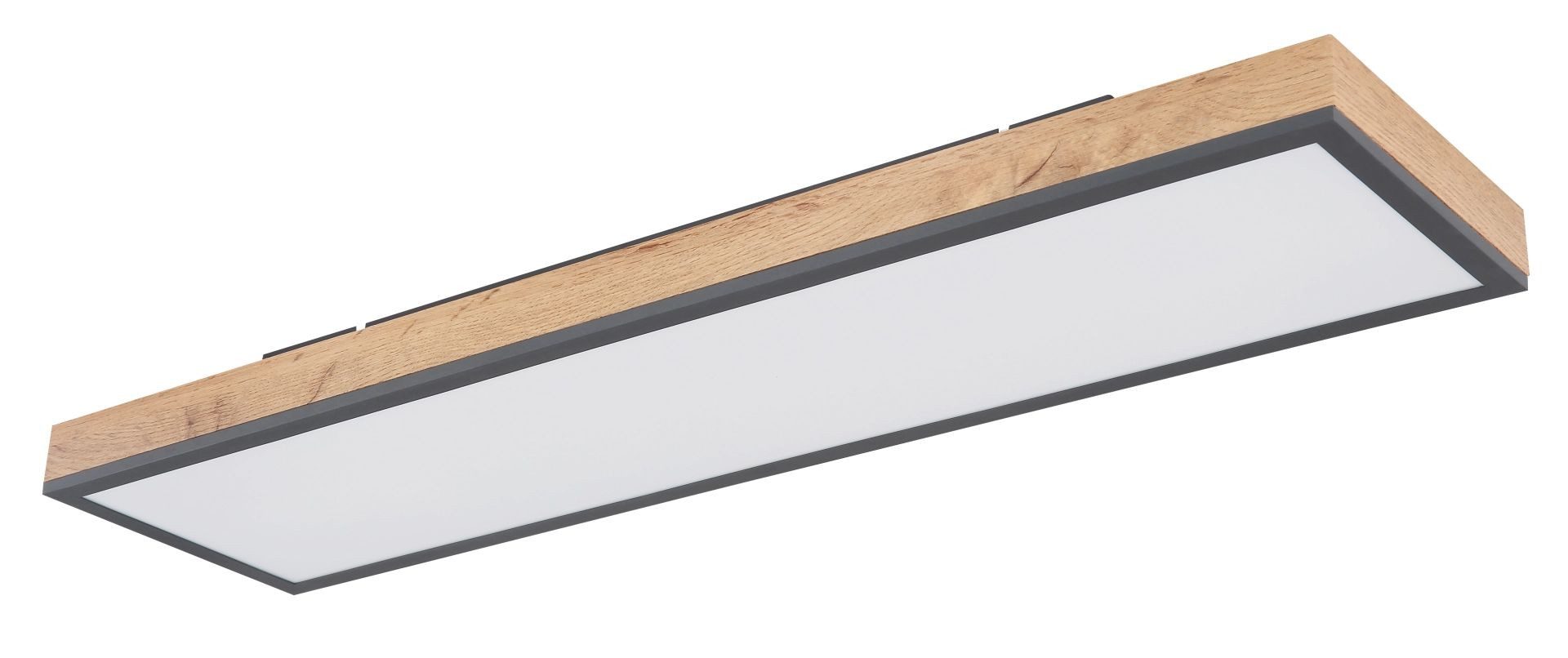 GLOBO LIGHTING LED Deckenleuchte DORO, LED fest integriert, Warmweiß, Rechteckige Deckenlampe, 3000 Kelvin, Wohnzimmer, Holzoptik, Eiche