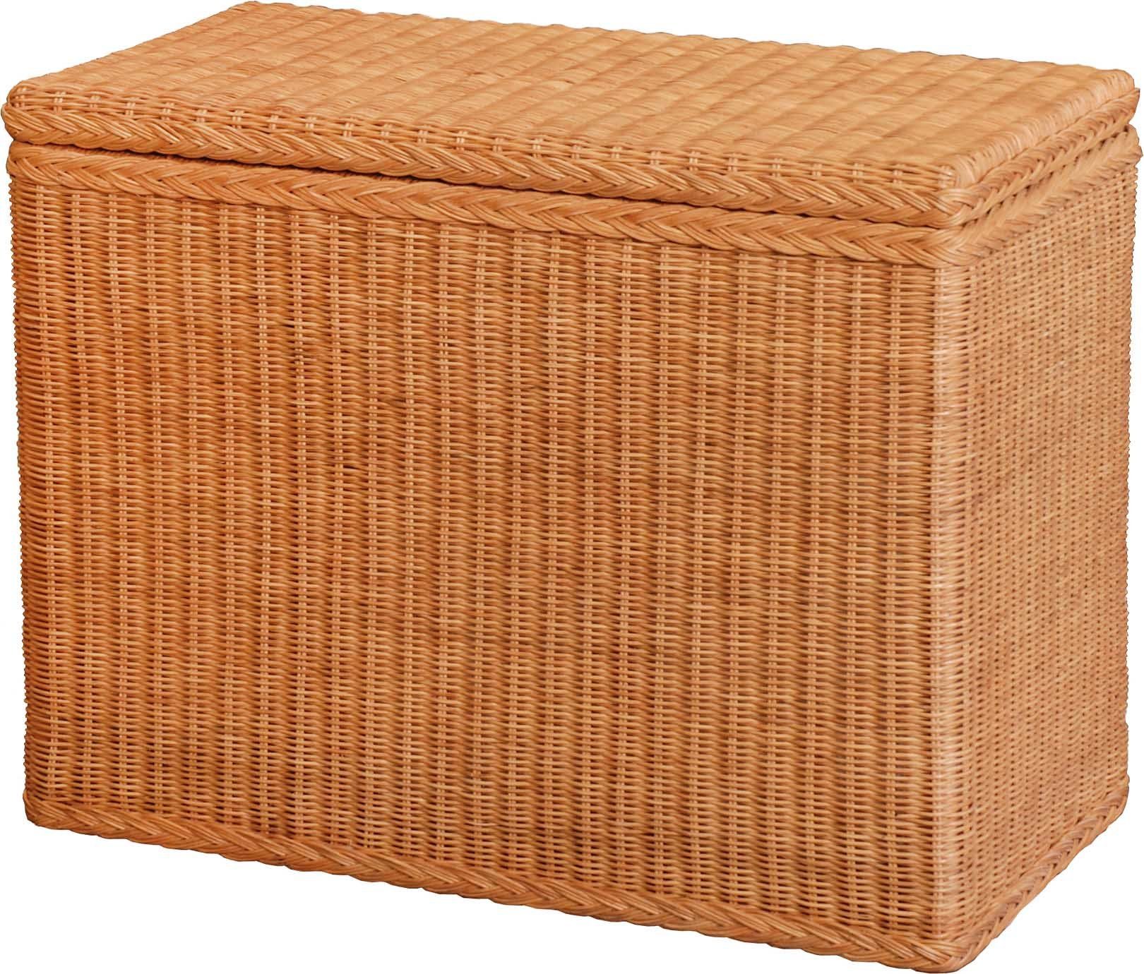 Krines Home Wäschesortierer Rattan Wäschekorb 3 Fächer Wäschesammler Wäschesortierer Unterteilung, mit Deckel und drei Unterteilungen Terracotta