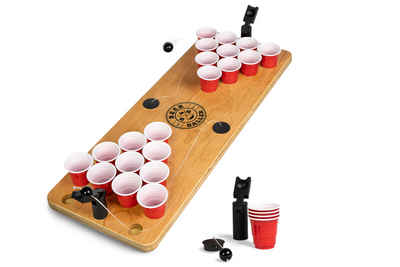 BeerBaller Spielesammlung, Trinkspiel BeerBaller® Shot Pong - Beer Pong im Miniformat, Aus hochwertigem Birken- oder Kirschholz