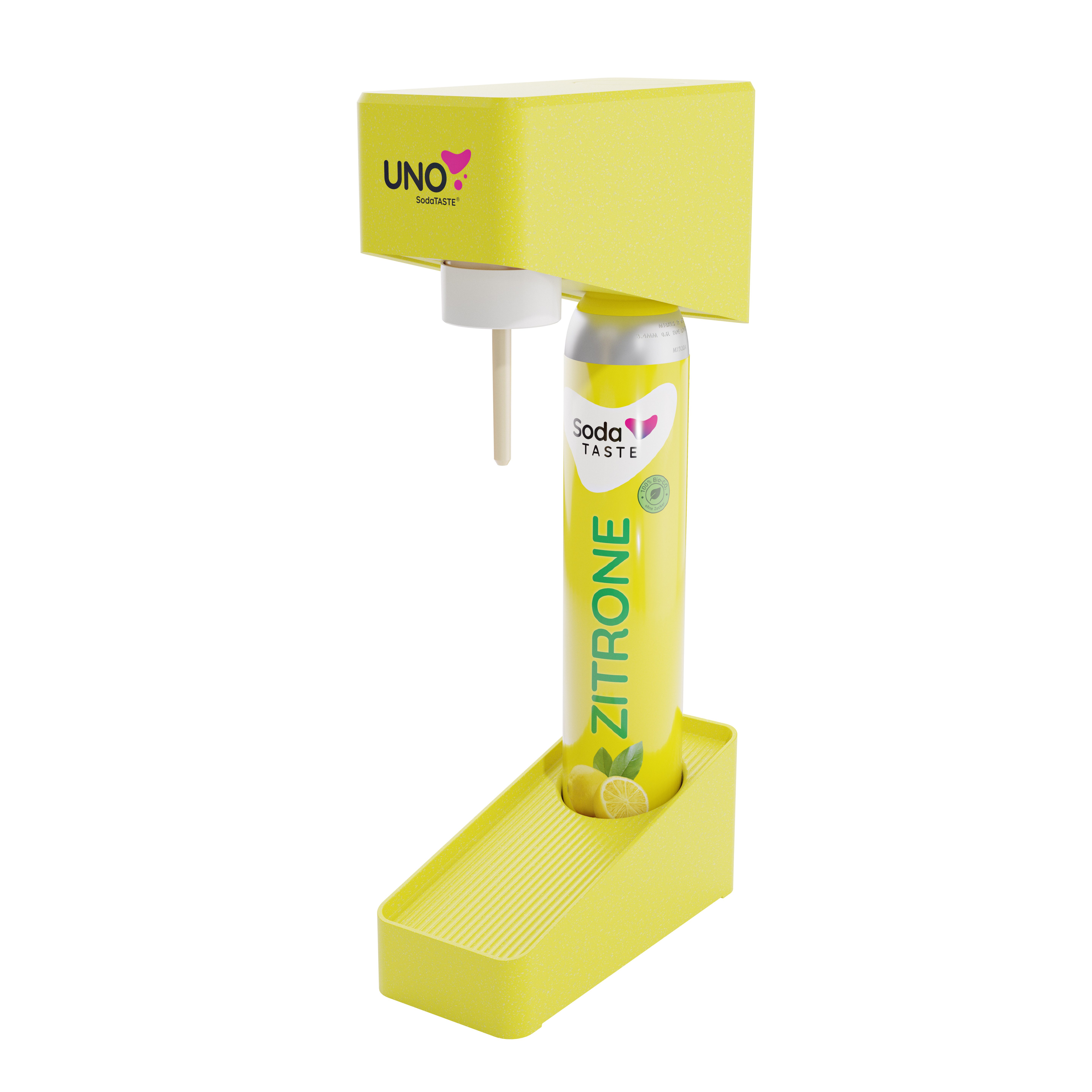 SodaTASTE Wassersprudler SodaTASTE UNO Wassersprudler Set inkl. Flasche & CO2-Zylinder, (Wassersprudler, CO₂-Zylinder, 1-Liter-Wasserflasche, Abtropfhalterung), Kompatibel mit Standard-Drehgewinde