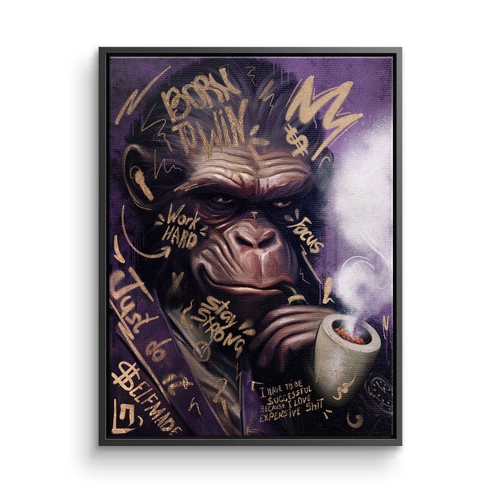 DOTCOMCANVAS® Leinwandbild, Leinwandbild Affe Gorilla Gentlemen Club Porträt mit premium Rahmen schwarzer Rahmen